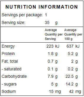 Harvest Delight Veggie Bar-Nutrition Panel Calculator