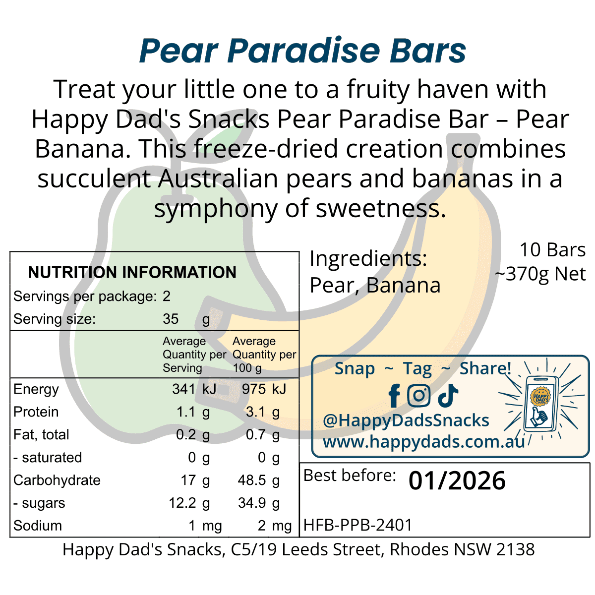 Pear Paradise Bar Label Back